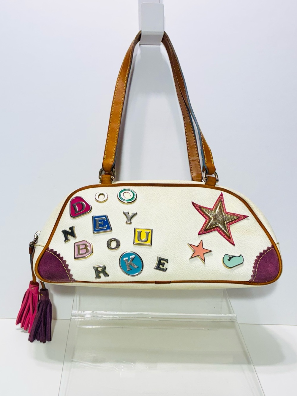 Y2K VTG Dooney & Bourke x Lindsay Lohan Alphabet Charm Leather Shoulder Bag 11x5